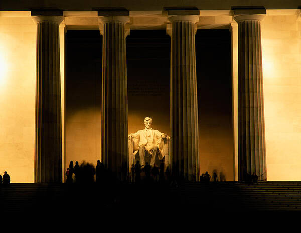 Photography Poster featuring the photograph Lincoln Memorial Illuminated At Night by Panoramic Images