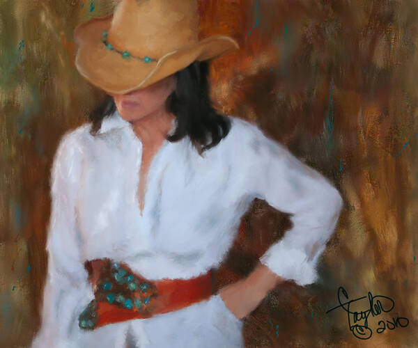 Cowgirl Poster featuring the painting Liquid Turquoise by Colleen Taylor
