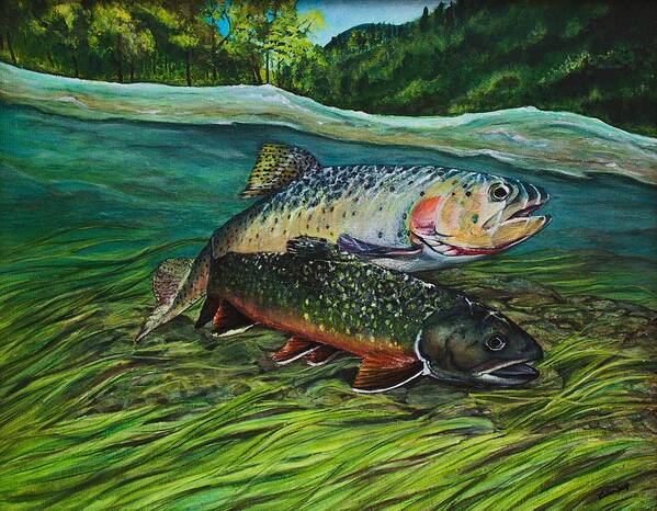Wild Trout Poster featuring the painting Living Water by Vivian Casey Fine Art