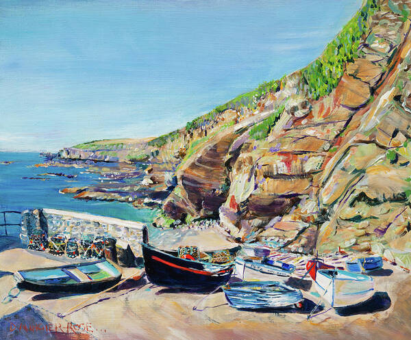 Acrylic Poster featuring the painting Lizard Point Boats by Seeables Visual Arts