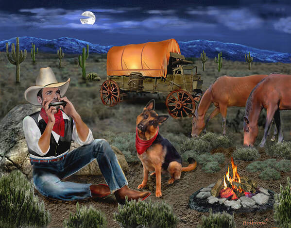 Lonesome Cowboy Poster featuring the digital art Lonesome Cowboy by Glenn Holbrook