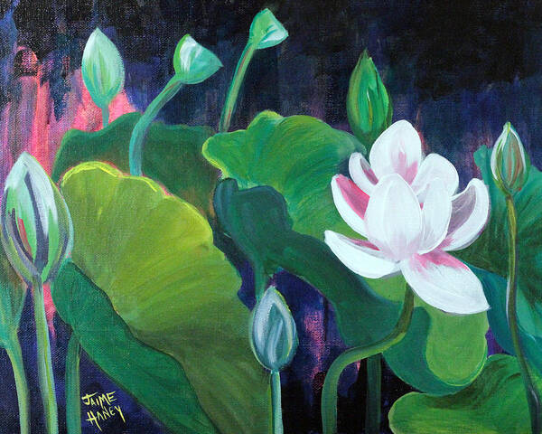 Lotus Garden Poster featuring the painting Lotus Garden 1 by Jaime Haney