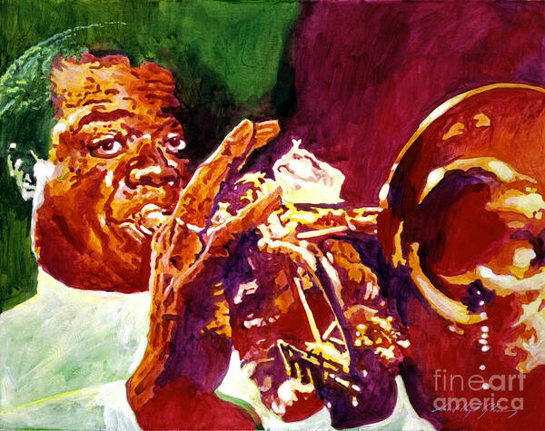 Louis Armstrong Poster featuring the painting Louis Armstrong Pops by David Lloyd Glover