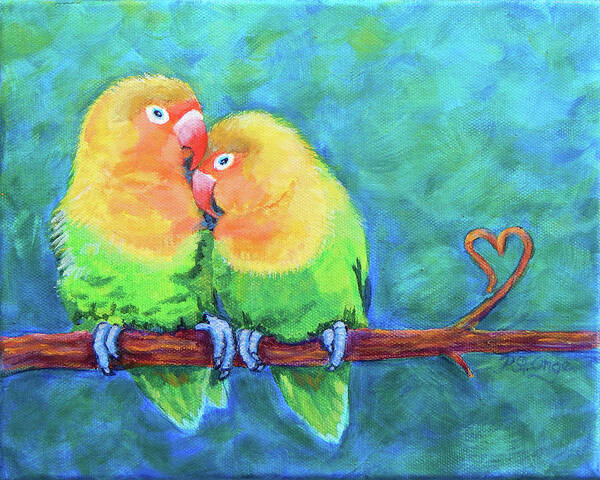 Lovebirds Poster featuring the painting Lovebirds by Pat St Onge