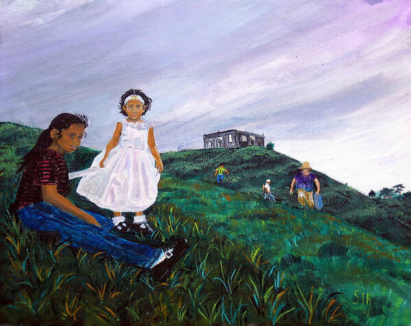 Landscape Poster featuring the painting Marbelys and Rebecca by Sarah Hornsby