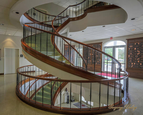 Ul Poster featuring the photograph Marttin Hall Spiral Stairway 2 by Gregory Daley MPSA