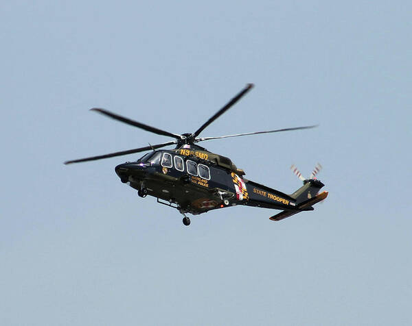 Helicopter Poster featuring the photograph MD State Police Helicopter by Robert Banach