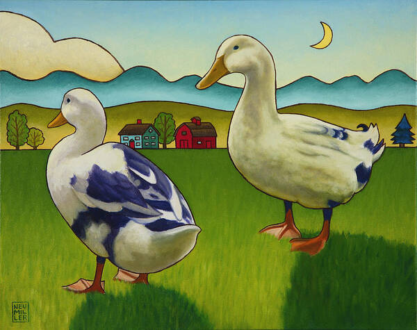 Duck Poster featuring the painting Melissas Ducks by Stacey Neumiller