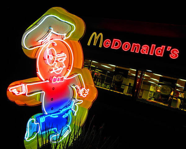 Neon Poster featuring the photograph Mickey D's by Elizabeth Hoskinson