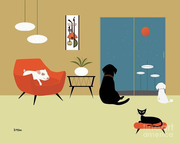 Mid Century Modern Poster featuring the digital art Mid Century Animals by Donna Mibus
