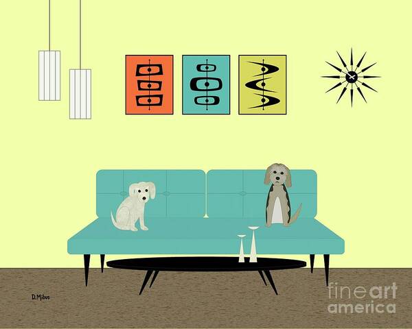 Mid Century Modern Dog Poster featuring the digital art Mid Century Modern Dogs 2 by Donna Mibus