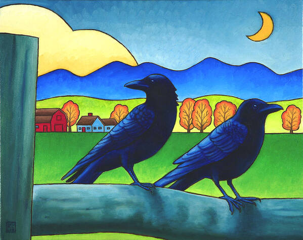 Crow Poster featuring the painting Moe and Joe Crow by Stacey Neumiller