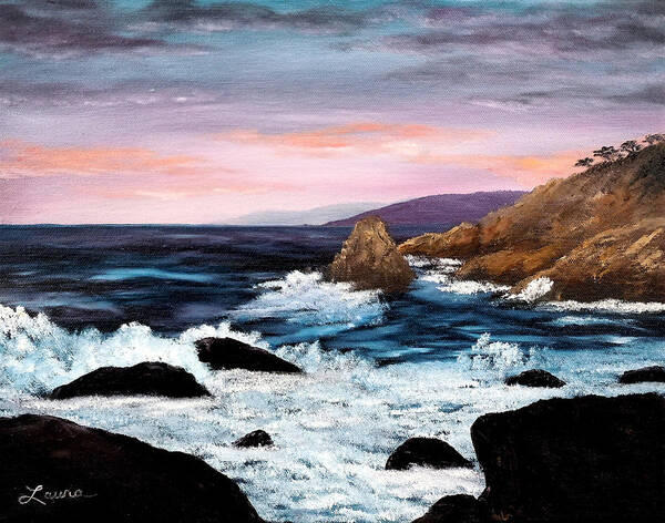 California Poster featuring the painting Monterey Sunrise by Laura Iverson
