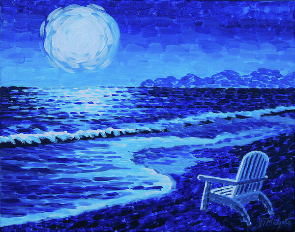 Moon Poster featuring the painting Moon Beach by Tommy Midyette