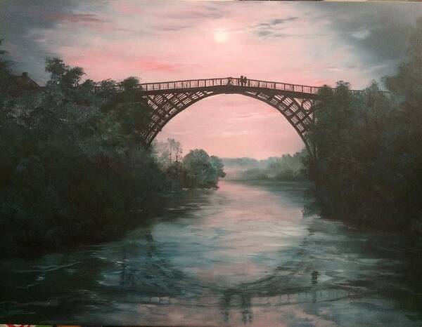 Bridge Poster featuring the painting Moonlight over Ironbridge by Jean Walker