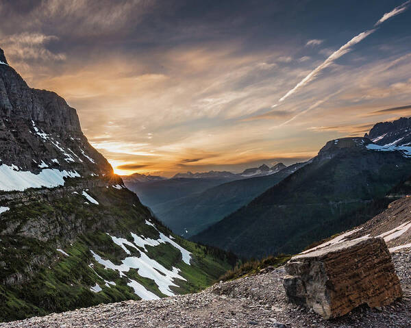 Glacier Poster featuring the photograph Mount Oberlin at Sunset by Kelly VanDellen