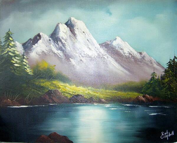 Mountains Poster featuring the painting Mountain Lake by Debra Campbell