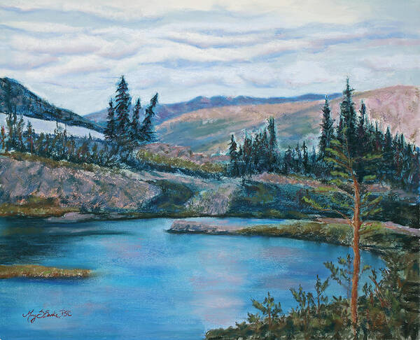 Mountain Poster featuring the painting Mountain Lake by Mary Benke