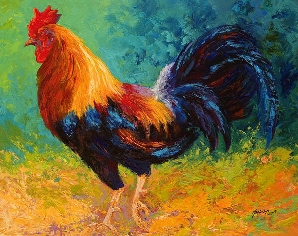 Rooster Poster featuring the painting Mr Big by Marion Rose
