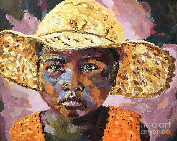 Africa Poster featuring the painting Madagascar Farm Girl by Michael Cinnamond