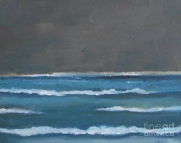 Ocean Poster featuring the painting Ocean Waves at Night by Vesna Antic