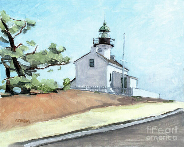 Point Loma Lighthouse Poster featuring the painting Old Point Loma Lighthouse San Diego by Paul Strahm