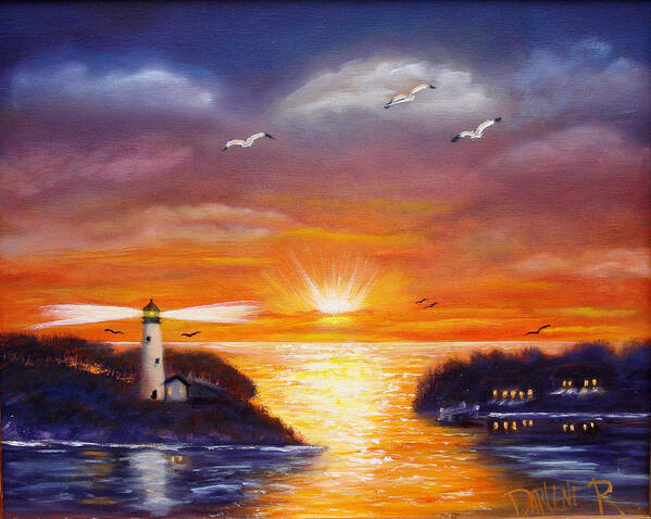 Sunset Poster featuring the painting One glorious sunset by Darlene Green
