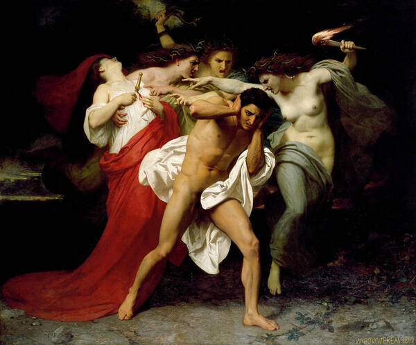 Great Master Poster featuring the painting Orestes Pursued by the Furies by Adolphe William Bouguereau