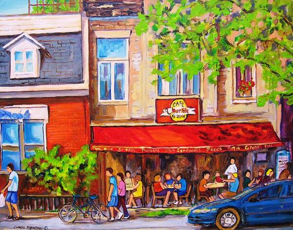 Montreal Poster featuring the painting Outdoor Cafe by Carole Spandau