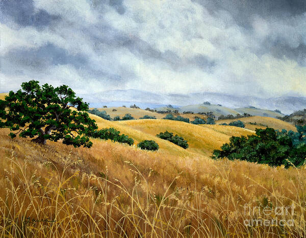 Arastradero Poster featuring the painting Overcast June Morning by Laura Iverson