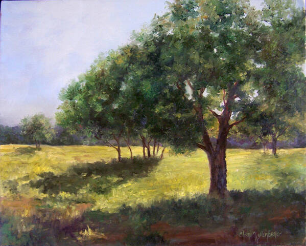 Landscape Poster featuring the painting Painting of Sunlit Meadow by Cheri Wollenberg