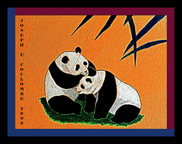 Panda Bears Poster featuring the painting Panda Friends by Joseph Coulombe