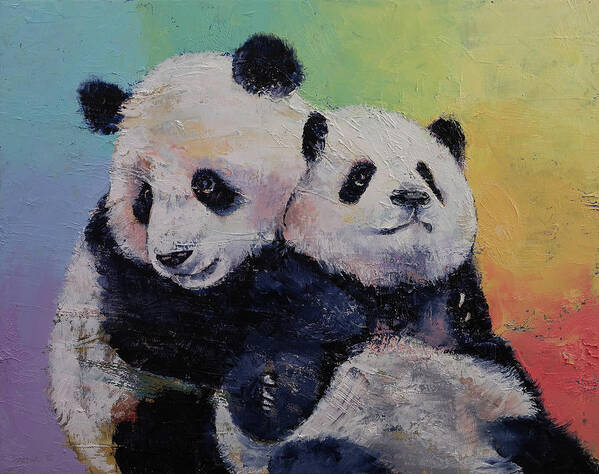 Friends Poster featuring the painting Panda Hugs by Michael Creese