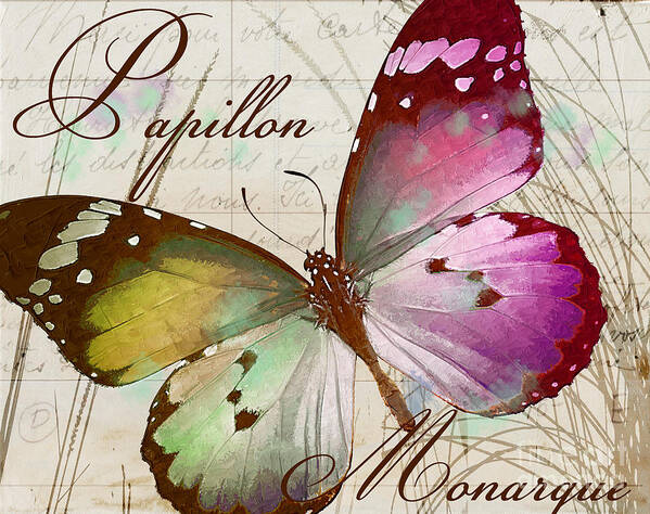 Butterflies Poster featuring the painting Papillon Pink by Mindy Sommers