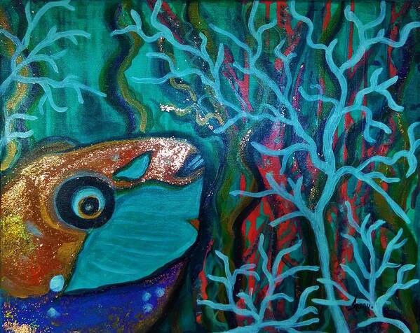 Fish Poster featuring the painting Parrot Head by Tracy- Kunce McDurmon