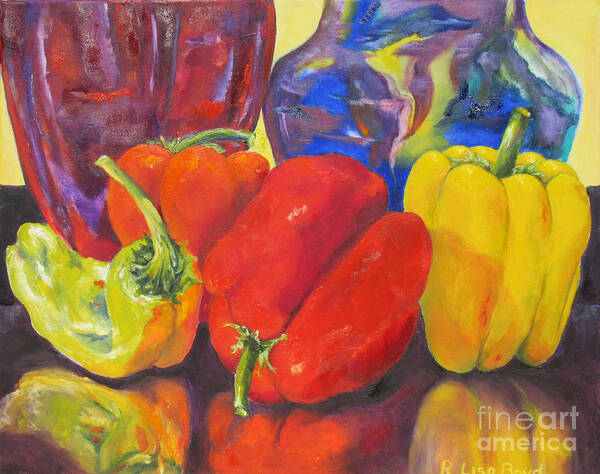Peppers Poster featuring the painting Passionate Peppers by Lisa Boyd