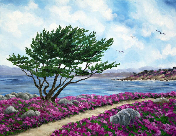 California Poster featuring the painting Path by a Cypress Tree in May by Laura Iverson