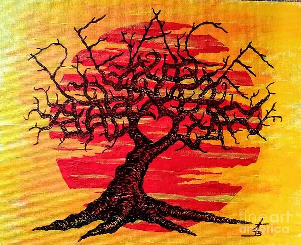 Peace Poster featuring the drawing Peace Love Tree by Aaron Bombalicki