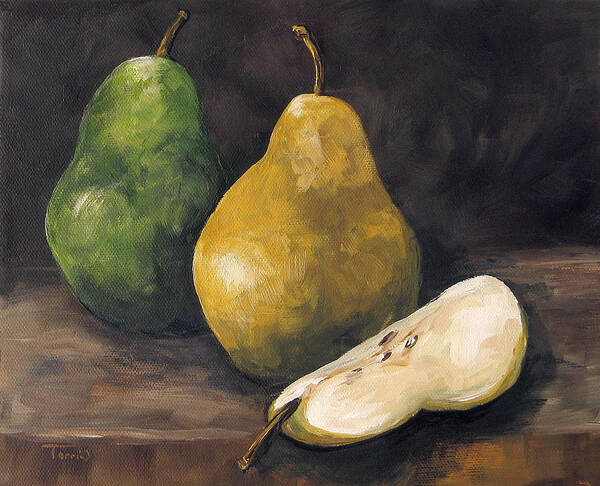 Pear Poster featuring the painting Pears Green and Gold by Torrie Smiley