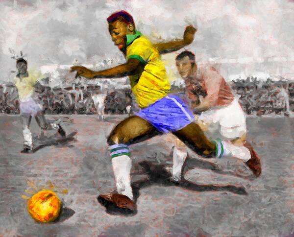 Pele Soccer King Poster featuring the digital art Pele Soccer King by Caito Junqueira