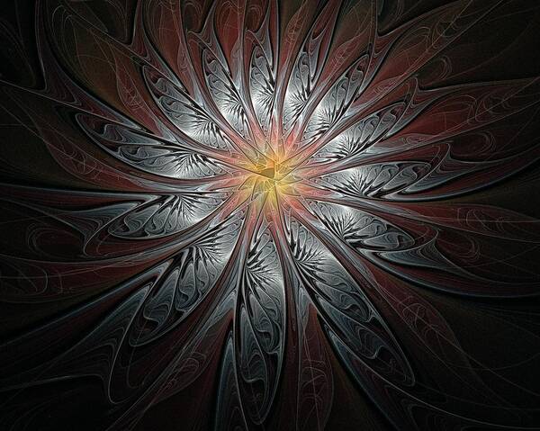 Digital Art Poster featuring the digital art Petals in Pewter by Amanda Moore