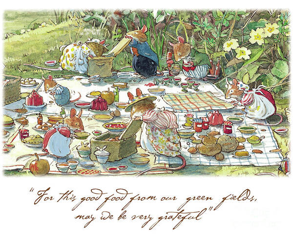 Brambly Hedge Poster featuring the drawing Picnic time by Brambly Hedge