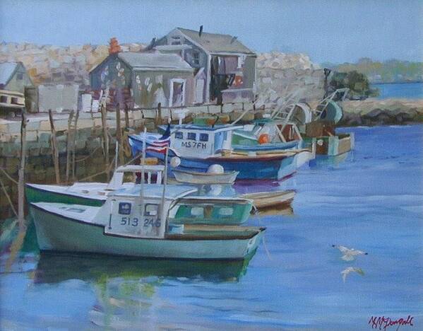 Lobster Boats Poster featuring the painting Pidgeon Cove by Michael McDougall