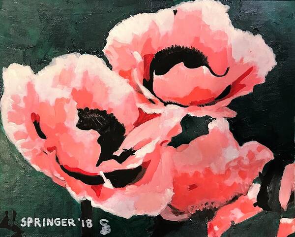 Flowers Poster featuring the painting Poppies by Gary Springer
