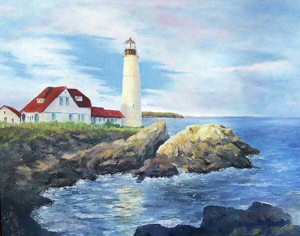 Portland Poster featuring the painting Portland Head Light by ML McCormick