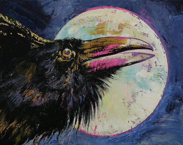 Art Poster featuring the painting Raven Moon by Michael Creese