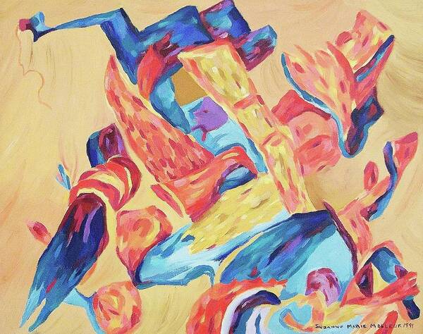Abstract Poster featuring the painting Red Blue Gold by Suzanne Marie Leclair