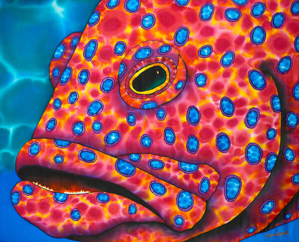Coral Grouper Poster featuring the painting Red Coral Grouper by Daniel Jean-Baptiste