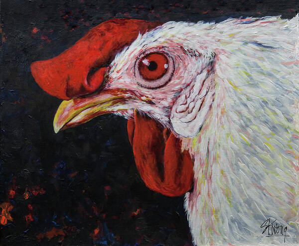 Chicken Poster featuring the painting Red Eye by Stan Kwong