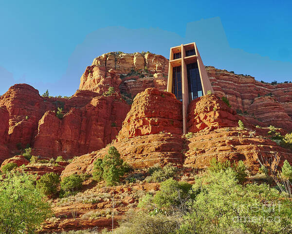 Sedona Poster featuring the photograph Red Rock Cross by Steve Ondrus